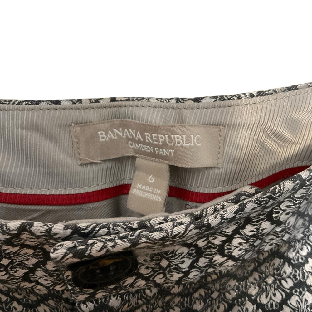 BANANA REPUBLIC sz 6 Camden Pant Allover Jaquard Print Silver Gray - Picture 8 of 8